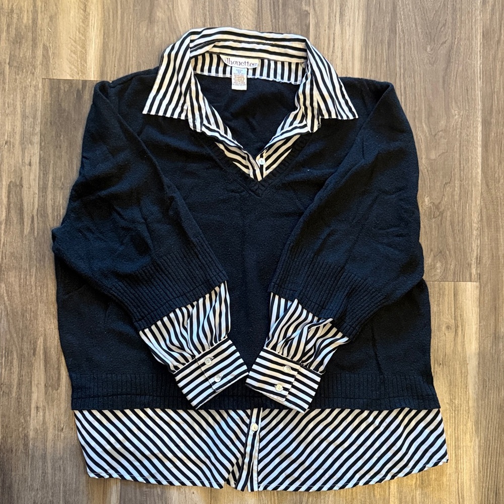 Silhouette Black and White Striped Top